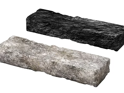 Decorative Natural Stone Slabs In Black And Gray With Rough Texture 3d model