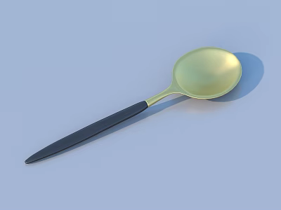 Elegant Modern Cutlery Set With Gold Spoon And Black Handle Design 3d model