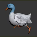 Cute Duck With Blue Head White Body And Orange Beak And Feet