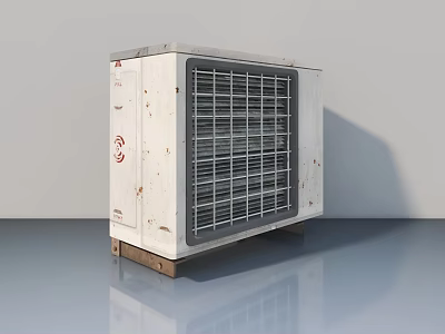 Industrial White Swing Door Equipment With Grill Design And Wooden Base 3d model