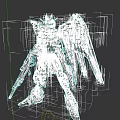 White Mecha Game And Movie Character With Blue Red Details Mechanical Wings And Weapon