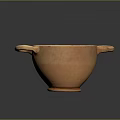 Terracotta Bowl With Two Handles And Textured Surface On Base 3d model