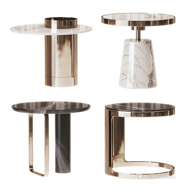 Modern Side Tables With Marble And Metal Designs For Modern Living Room Decor 3d model 