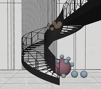 modern revolving staircase 3d model