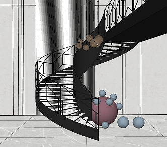 modern revolving staircase 3d model