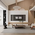 Loft Living Room Modern Design With Cloud Lights And Wood Accents