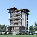 Modern Detached Villa Exterior Design With Multiple Floors And Balconies Surrounded By Trees