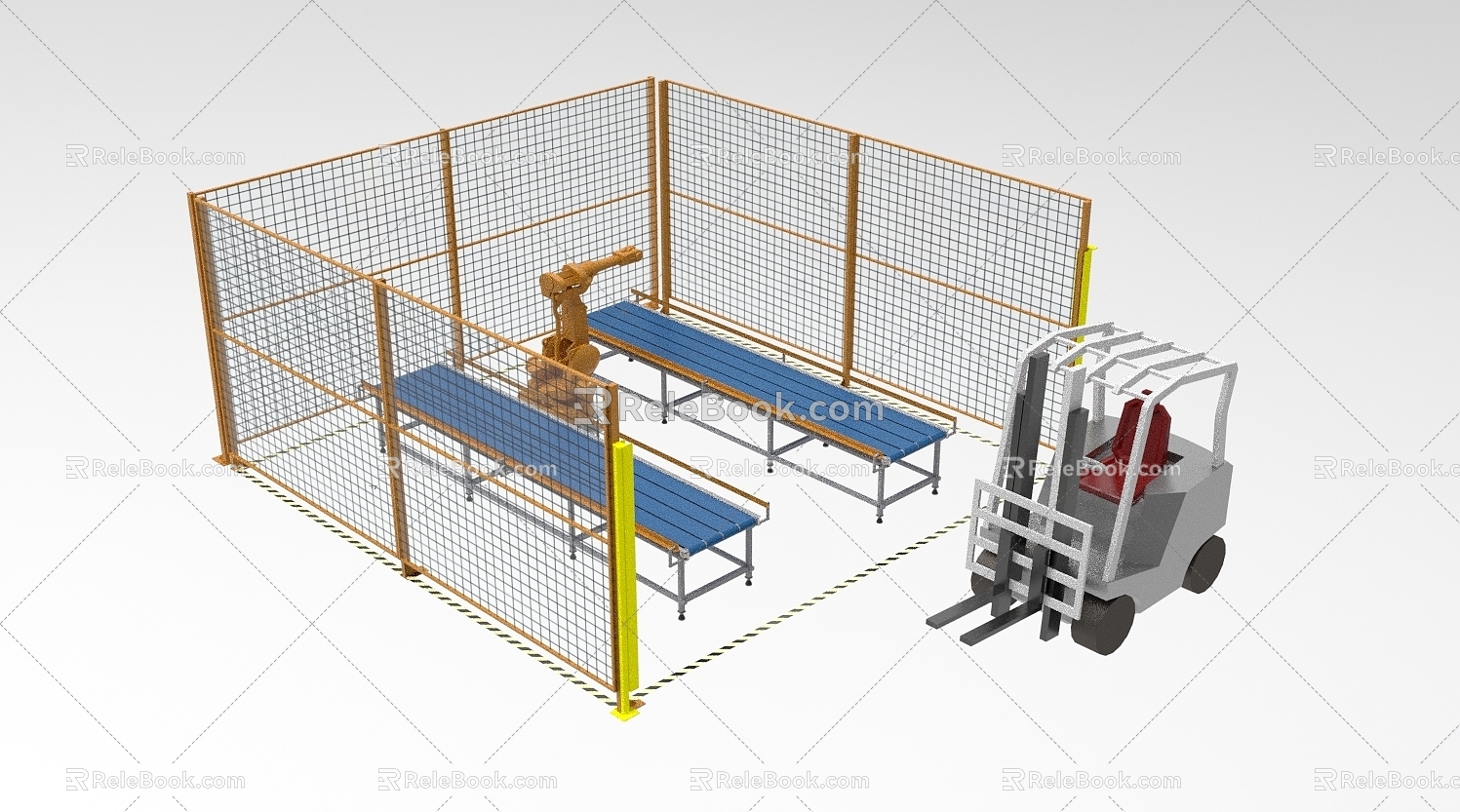 Industrial manufacturing scene assembly line material handling station 1137. 3d model