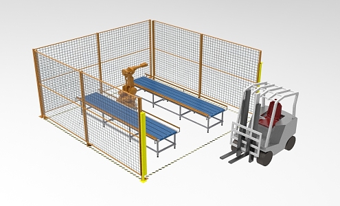 Industrial manufacturing scene assembly line material handling station 1137. 3d model