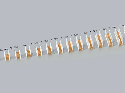 Wooden Staircase Structure With Various Sizes Steps And Cm Measurement Marks 3d model