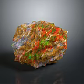 Natural Stone With Red Green Colorful Veins And Textured Surface