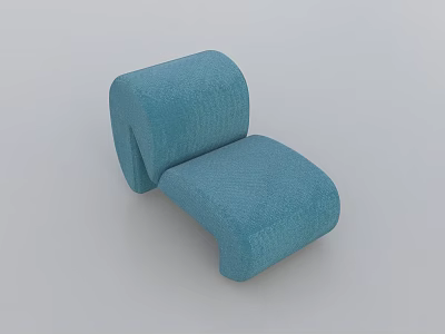 Comfortable Turquoise Fabric Single Sofa With Curved Shape Modern Minimalist Design 3d model