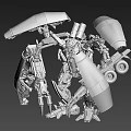 Game Movie Mechanical Robot Character With Detailed Metal Structure And Transforming Parts