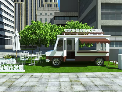 Smart Mobile Commercial Service Catering Truck Business Equipment in Outdoor Urban Setting 3d model