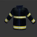 Firefighter Protective Jacket Black With Yellow White Stripes And Collar Design
