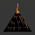 Decorative Volcano Shaped Household Item With Flaming Top And Cracked Surface