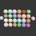Silver Decorative Spheres Arranged in Matrix with Various Sizes and Textured Surfaces