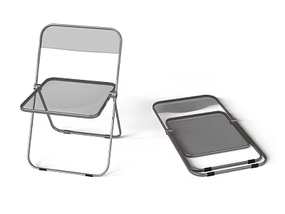 Modern Folding Leisure Chair with Sturdy Metal Frame and Transparent Seat Back 3d model