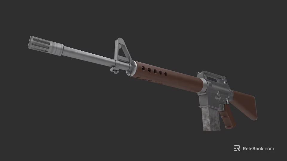 Classic Military Rifle With Wooden Stock And Metal Barrel Design Features 3d model 