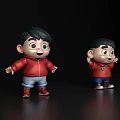 Two Cartoon Boys In Red Jackets Standing On Black Background With Open Arms
