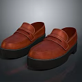 Brown Leather Loafers With Thick Platform Sole Classic Slip On Casual Fashion Footwear