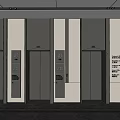 Modern Hotel Elevator Lobby With Dark Elevator Doors Marble Flooring And Decorative Panels