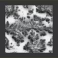 Three Dimensional Terrain Design On White Fabric With Black Mountain Patterns And Wrinkles