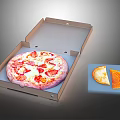 Fresh Pepperoni Pizza In Open Cardboard Box With Slices On Plate