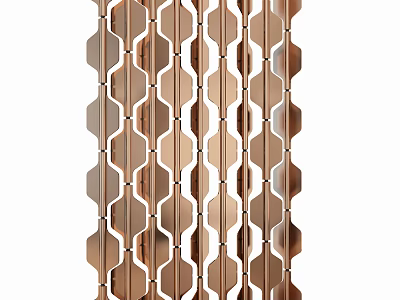 Decorative Room Divider With Modern Geometric Copper Hollow Pattern Design 3d model