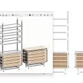Modern Storage Cabinet Rack With Metal Frame Wooden Drawers And Multiple Shelves