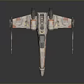Detailed X Wing Fighter Model With White Orange Color And Movable Wings