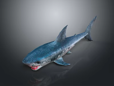 Realistic Shark Model With Sharp Teeth And Detailed Blue Skin Texture 3d model