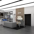 Modern Shopping Mall Retail Store with Open Layout Display Tables Chairs Shelves and Products