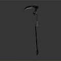 Mythical Metal Scythe Weapon With Curved Blade And Decorative Long Handle
