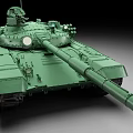 Green Military Tank 3D Model with Detailed Turret Cannon and Exterior Design