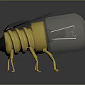 Yellow Bee 3D Model With Transparent Wings And Reflection On Dark Surface