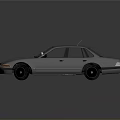 Silver Classic Sedan With Shiny Body And Black Wheels On Gray Background