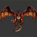 Red Dragon With Spread Red And Orange Wings In 3D Rendering 3d model