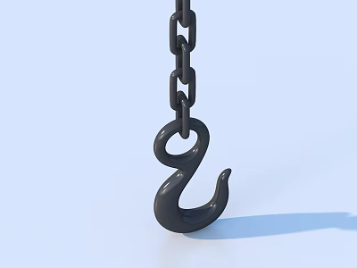 Black Metal Hook Hanging On Chain As Practical Household Item For Daily Use 3d model