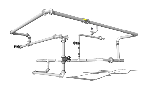 Modern water pipe water system pipeline 3d model