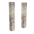 Two Gray Textured Stone Columns With Rough Surface For Architectural Design 3d model
