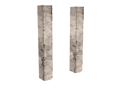 Two Gray Textured Stone Columns With Rough Surface For Architectural Design 3d model