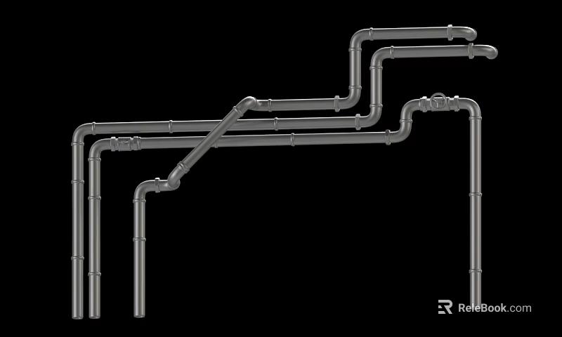 Industrial Metal Pipes Structure With Multiple Connections And Curved Bends Design 3d model 