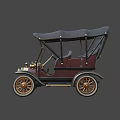 Vintage Classic Car With Convertible Top Gold Accents And Black Body