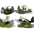 Decorative Plant Arrangement With Natural Stones Moss And Small Lantern Ornaments