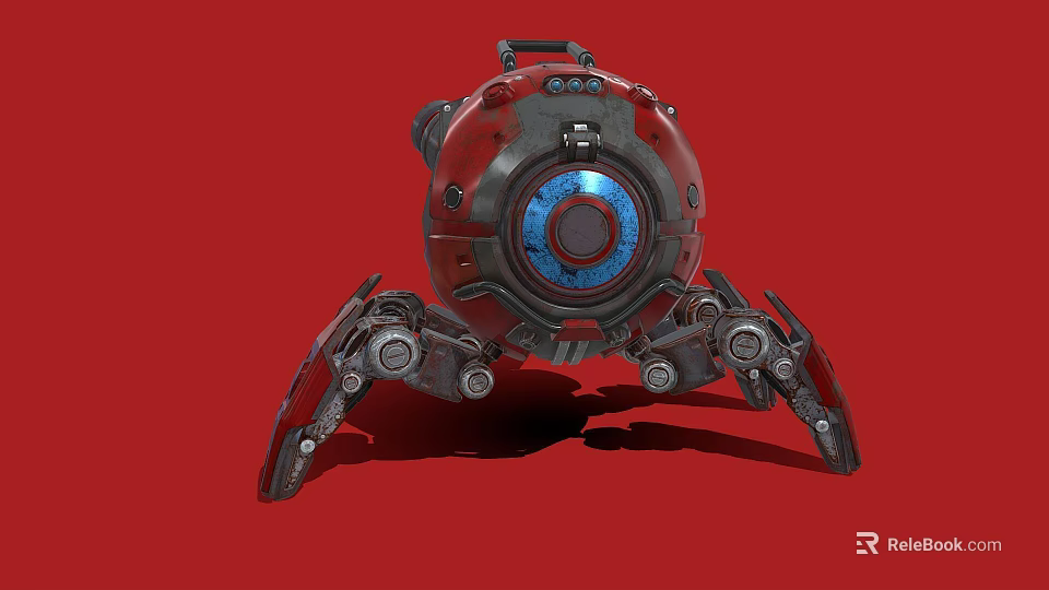 Smart Machine With Spherical Structure Mechanical Legs And Blue Circular Core 3d model