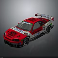 Red and White Racing Car With Sponsor Logos Rear Wing And Number 2