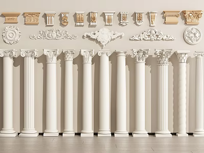 Different Types of Roman Columns Featuring Classic Capital Designs And Ornate Details 3d model