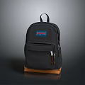 Black JanSport Backpack with Brown Base Front Pocket and Canvas Material 3d model