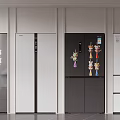 Modern Refrigerators and Freezers with Various Designs and Decorative Items in Kitchen